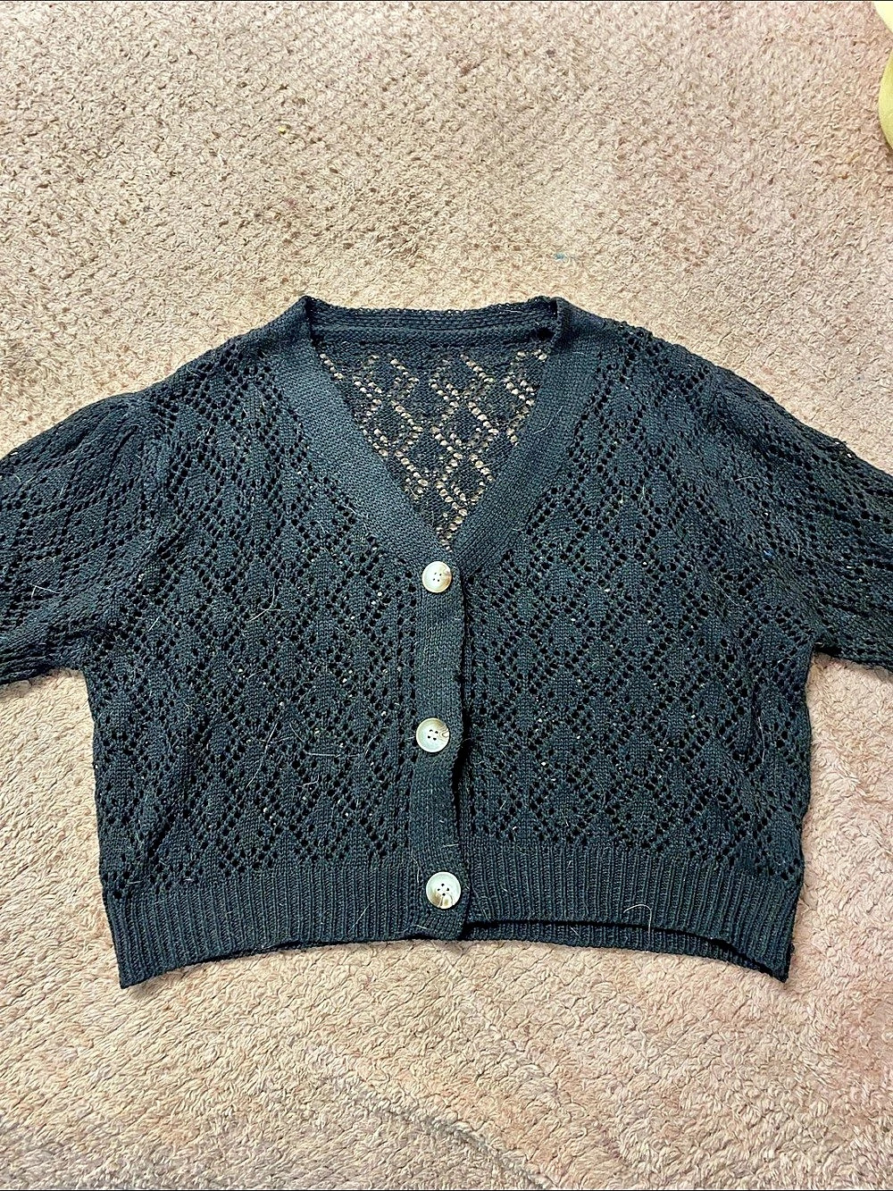 Black Openwork Cardigan Like New